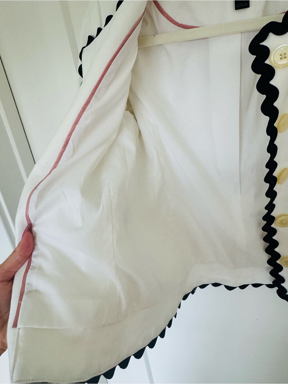 J. Crew White Lady Jacket with Navy Rickrack Trim 00 NWOT - Picture 5 of 7